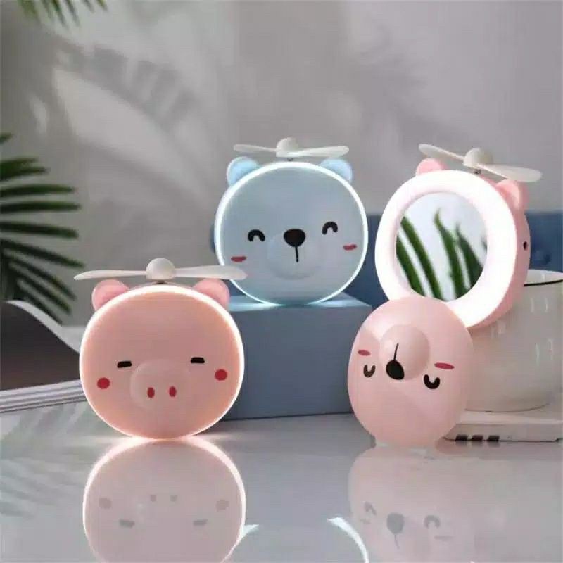 KIPAS CERMIN LED / KIPAS LED LIGHT / KIPAS PORTABLE / KIPAS 3in1/ KIPAS MINI LUCU / MINI FAN