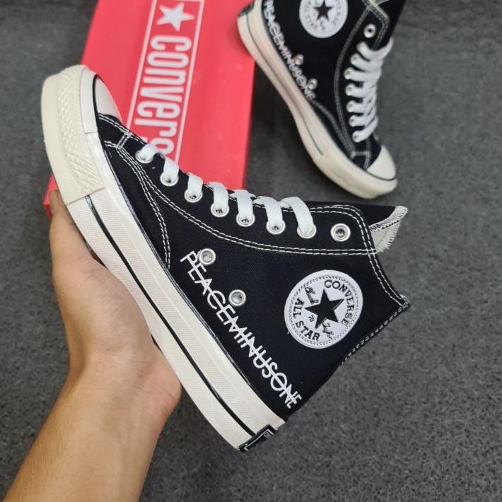 ➣✷✮ OBRAL SEPATU CONVERSE 70S HIGH X PEACE MINUSONE MOTIF BUNGA DIRTY BLACK WHITE SOL GLOSSY Best Pr