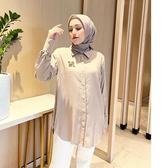 TERBARU KEMEJA PLAIN POLOS KERJA HIJAB - Nabila Top Plain by Radwah original dewihijabbutik Reseller