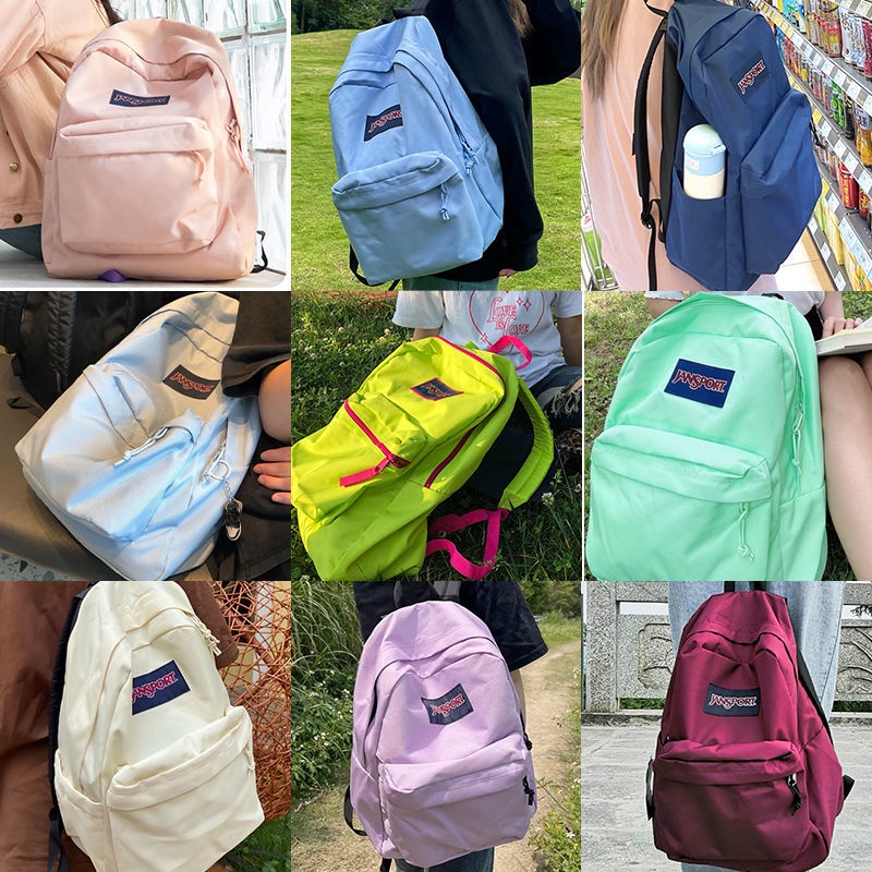 sera JanSport Jasper klasik warna solid ransel tas sekolah mahasiswa pria dan wanita resmi komputer tren ransel otentik