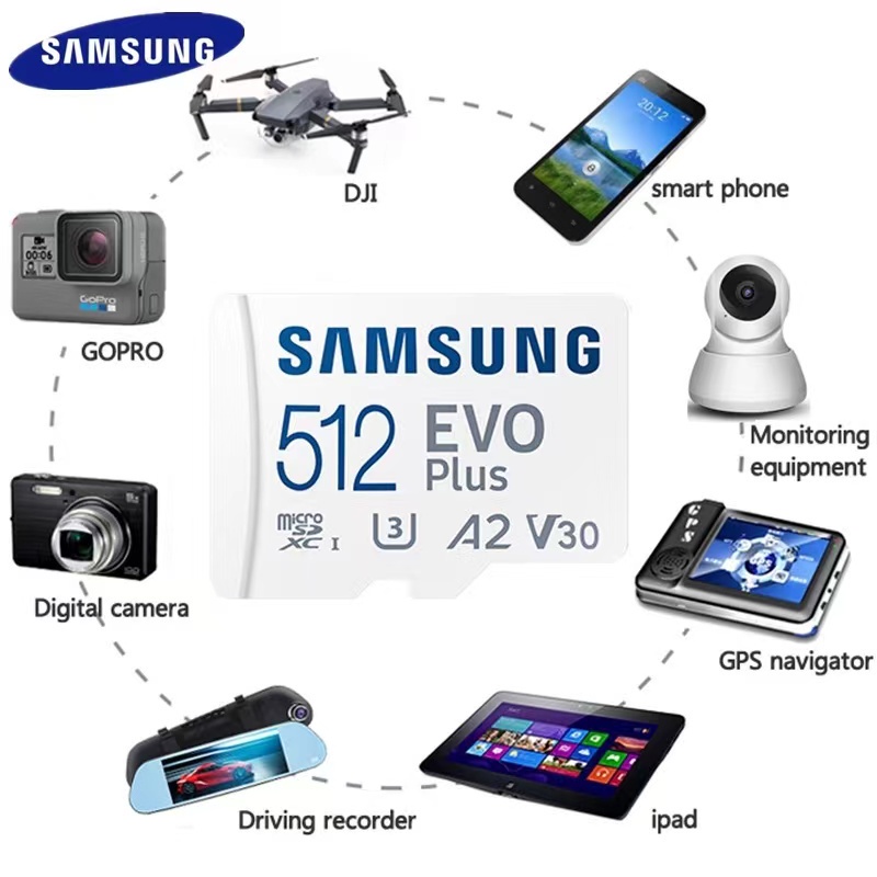 Kartu Memori Samsung Card EVO PLUS MicroSDXC  Micro SD Card UHS-I Card Class 10 U3 4K 32GB/64GB/128GB/256GB/512GB Transfer higga 130MB/S SD TF Card