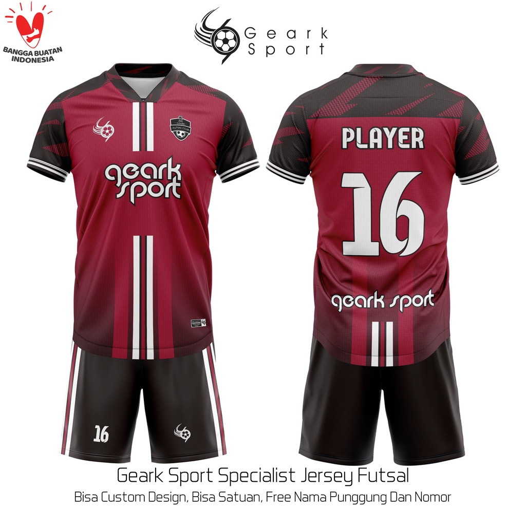 Baju Jersey Futsal / Sepak Bola Full Printing Bebas Custom Design Free Nama &amp; Nomor Punggung