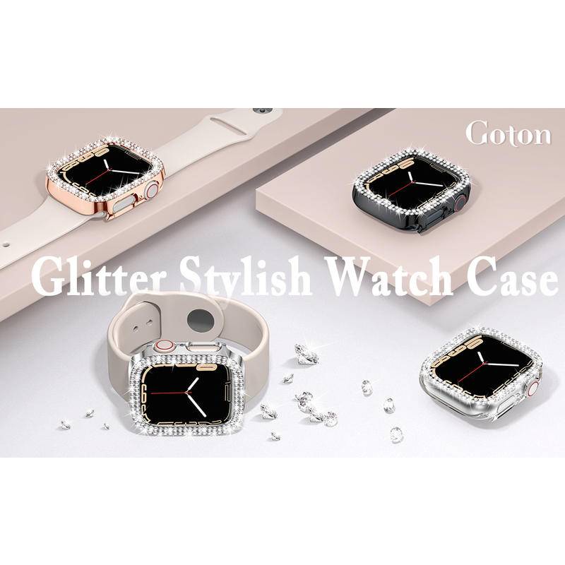 Case Bumper Pelindung Hias Glitter Berlian Imitasi Untuk Apple Watch Seri 8 7 6 5 4 3 2 1 SE2 45mm 41mm 42mm 40mm 38mm