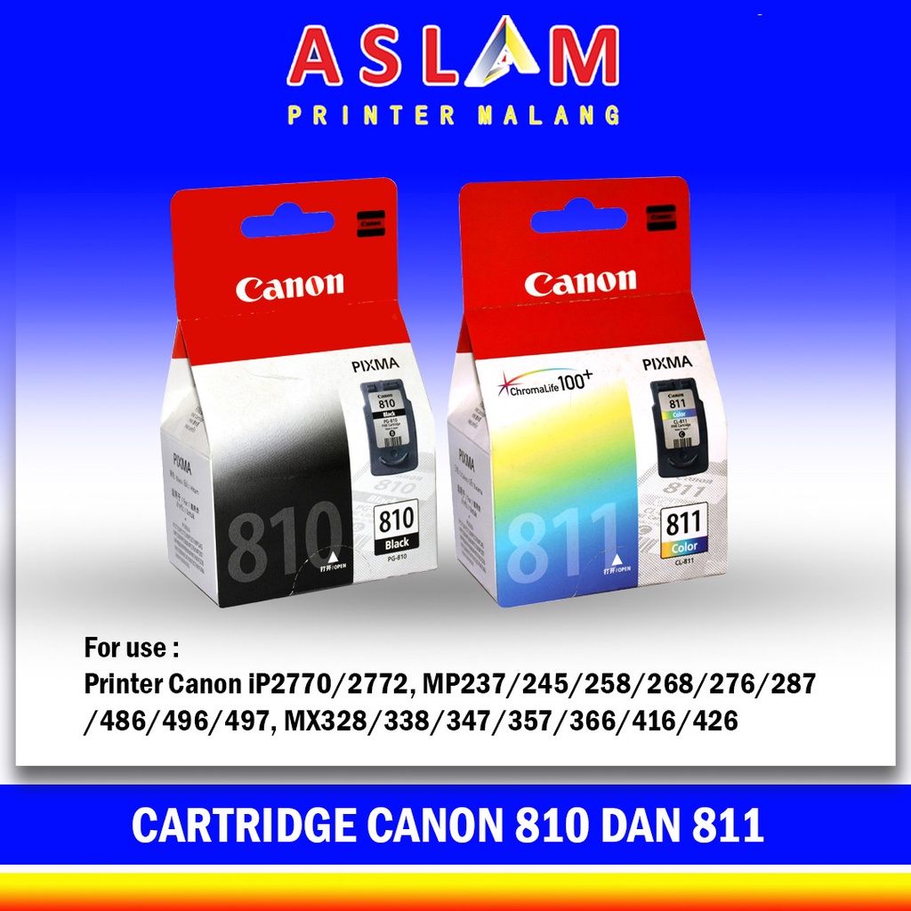 Cartridge canon 810 811 Hitam & warna PG 810 Black CL 811 Color IP 2770 / MP 237 / MP 258 / MP 287