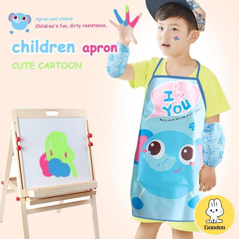 

Celemek Apron Anak untuk Melukis Berkebun Karakter Kartun Dengan manset/Tanpa manset -Doo
