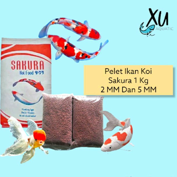 PAKAN PELET IKAN KOI SAKURA KOI FOOD FLOATING / APUNG 1 KG 2MM DAN 5MM