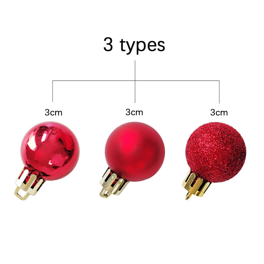 Ornamen Gantungan Pohon Natal Bola Hiasan Pohon Natal 4 CM 1 SET 12 PCS MERAH / GOLD / SILVER / UNGU Mini Bola Plastik Polos Tekstur Ball Christmas Bola Dekorasi Ball Decoration