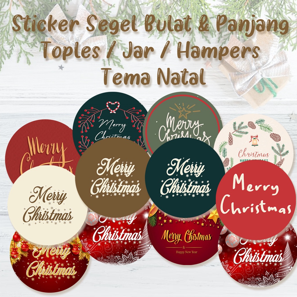 

12 PCS (3, 4, 5, 6, 7, 8 cm) STIKER LABEL SEGEL TOPLES NATAL CHRISTMAS HAMPERS CUSTOM NAMA & UKURAN