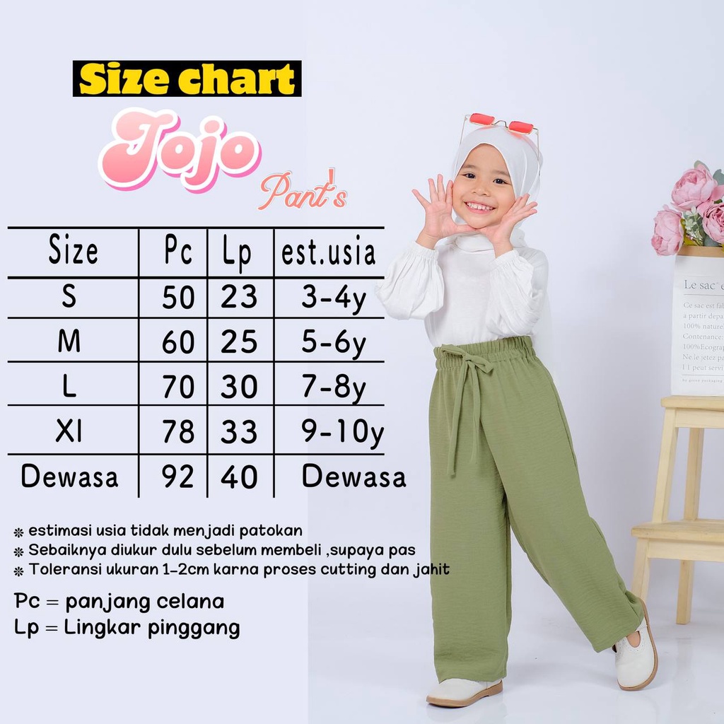 jojo pants kulot anak 2sampai 10tahun