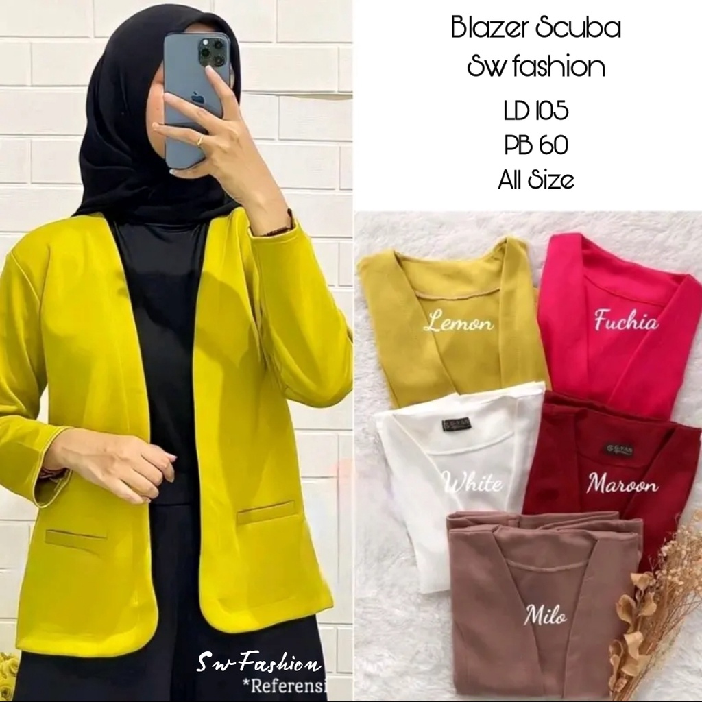 Blazer scuba Korean - blazer wanita scuba import