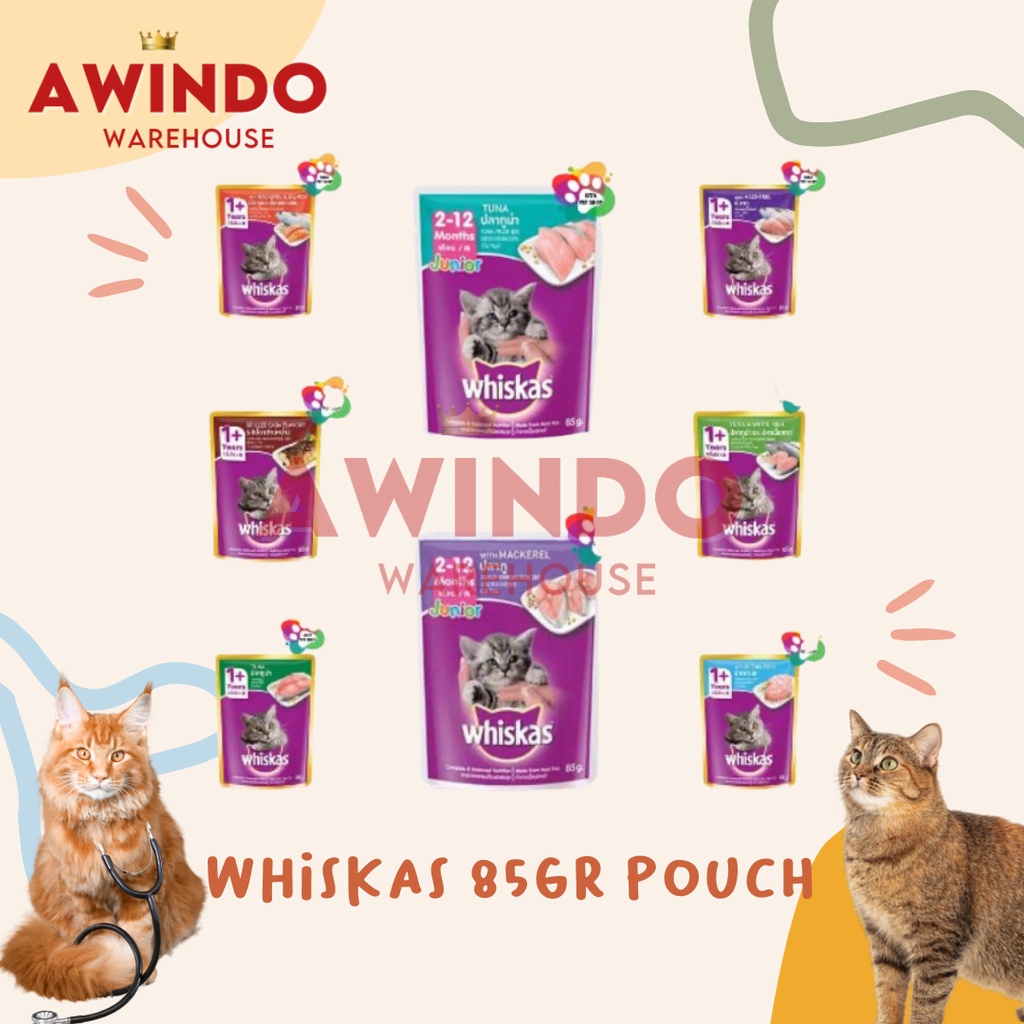 MAKANAN KUCING BASAH WHISKAS POUCH SACHET 85GR SASET WET CAT FOOD 80 GR 80 GRAM 80GRAM ALL VARIANTS