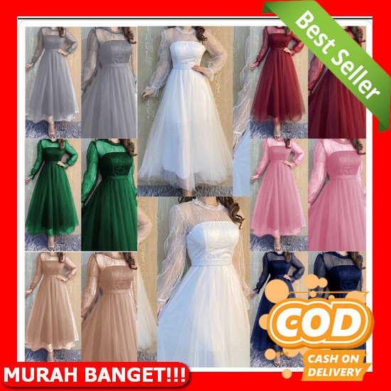 Dres Wanita Dress Murah Cewek Dewasa Terbaru Kekinian 2022 Natalan Natal Brukat Import Viral Dress K
