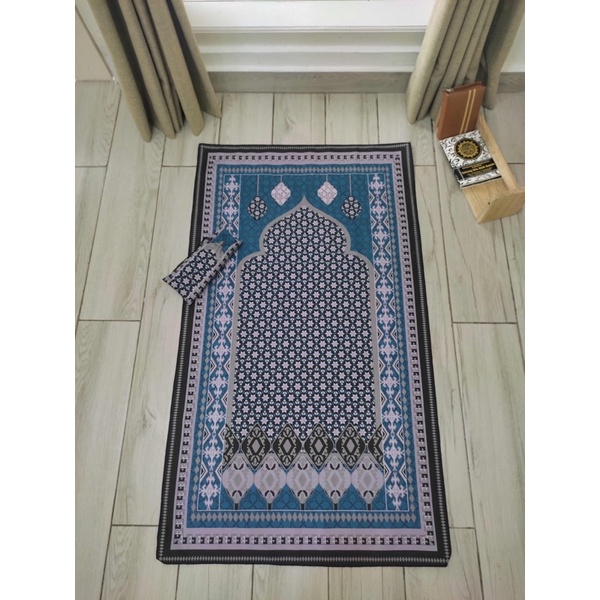 Sajadah Travel Sejadah Traveling pouch souvenir umroh Sajadah JUMBO Sajada Mukena Travel-Sajadah Toska Hitam