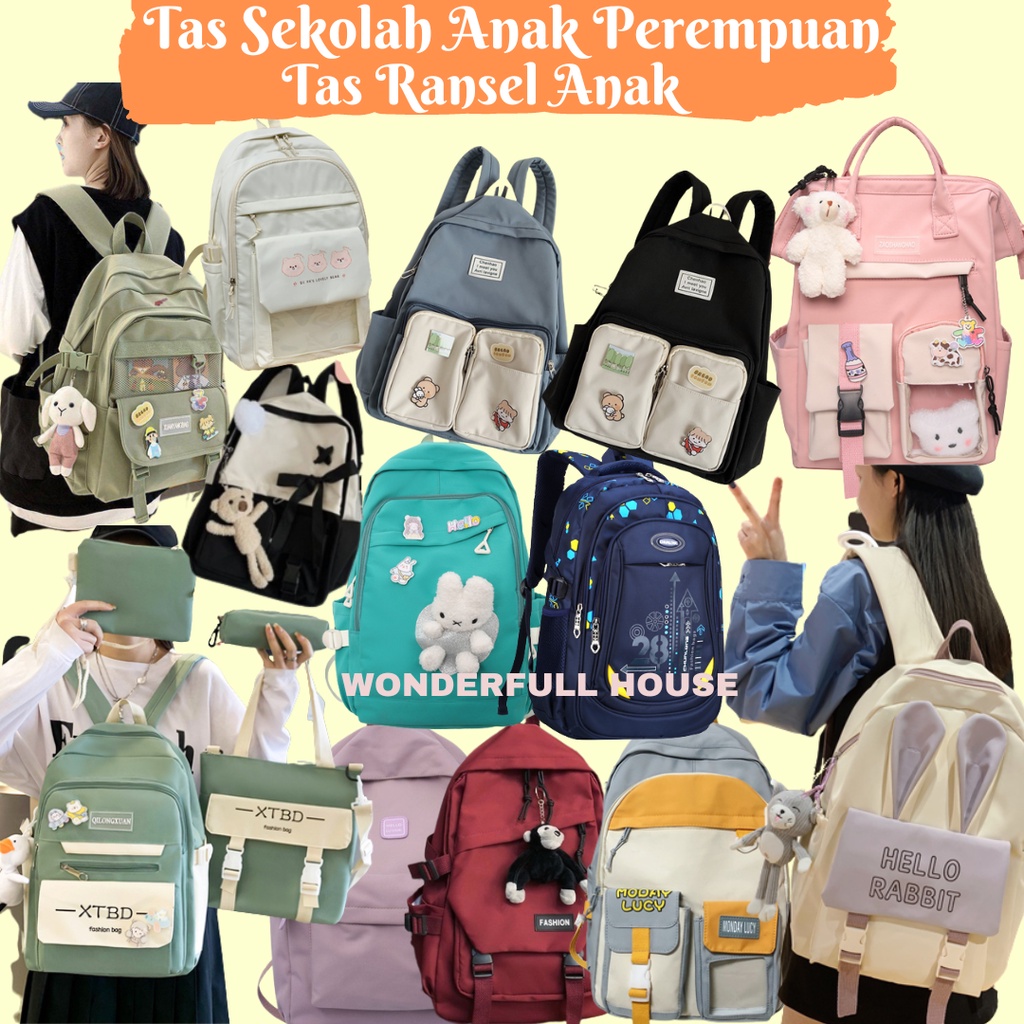 Tas Ransel Anak Perempuan Tas Sekolah Anak Cewek Anak Laki Laki Import Fashion Backpack SD SMP SMA SMK