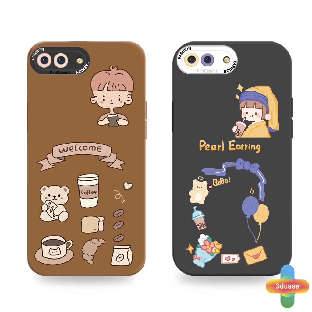 Case HP OPPO A5S A7 A54 A15 A3S A16 A95 A5 A9 A31 A53 2020 A12 A1K A16K A54S Reno 4 5F 4F A74 A15S A52 A11K A92 A35 A11 A93 A32 A72 A94 A53S F17 PRO A16S A12S Pearl Earrings Girl Silicone Case