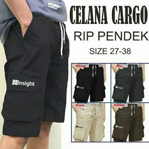 celana pendek pria combine warna hitam abu coklat krem moka resleting sz M-XL