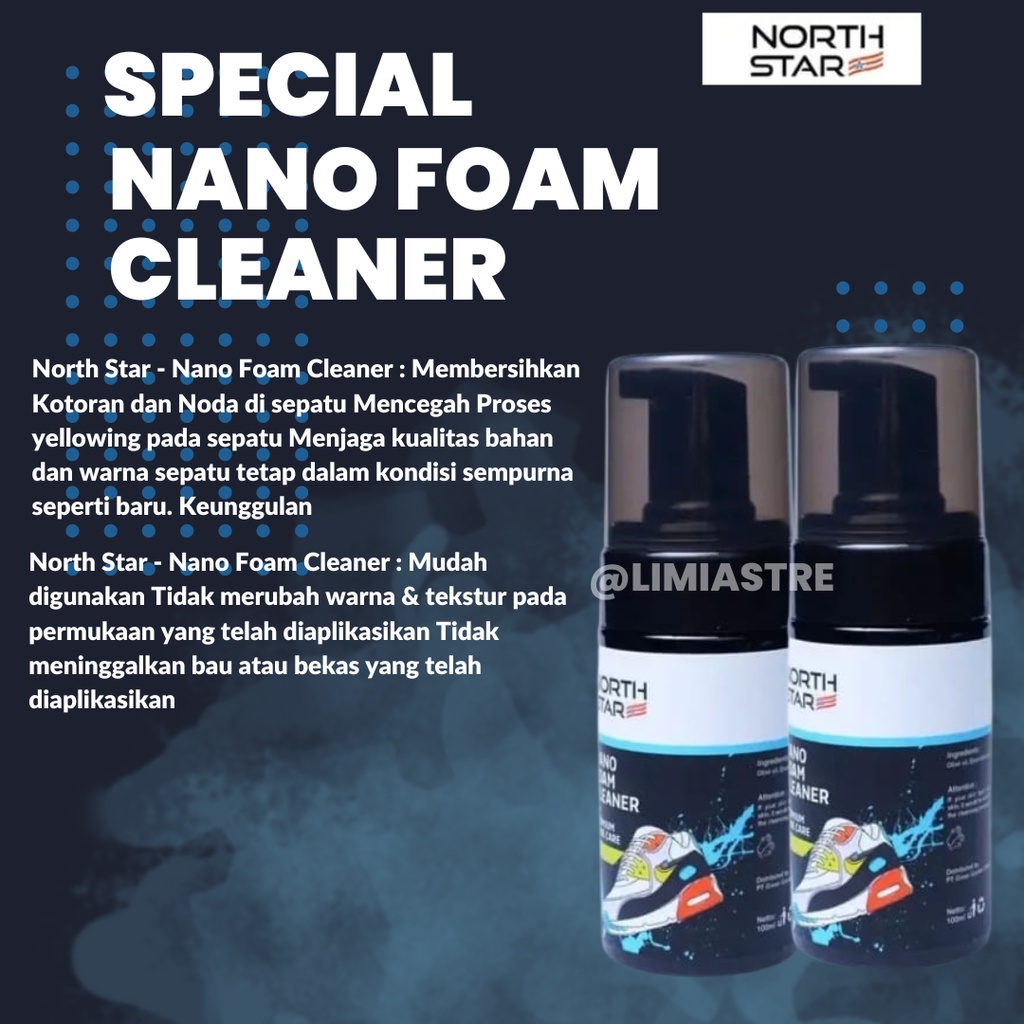 ( 𝟭𝟬𝟬% 𝐁𝐞𝐫𝐠𝐚𝐫𝐚𝐧𝐬𝐢 𝐎𝐫𝐢 ) Pembersih Sepatu Daily North Star - Nano Foam Shoes Cleaner Waterless Sabun Cuci Perawatan Sepatu / Cuci Sepatu Praktis Sabun Cuci Pembersih Sepatu Kotor pembersih sepatu putih tanpa air