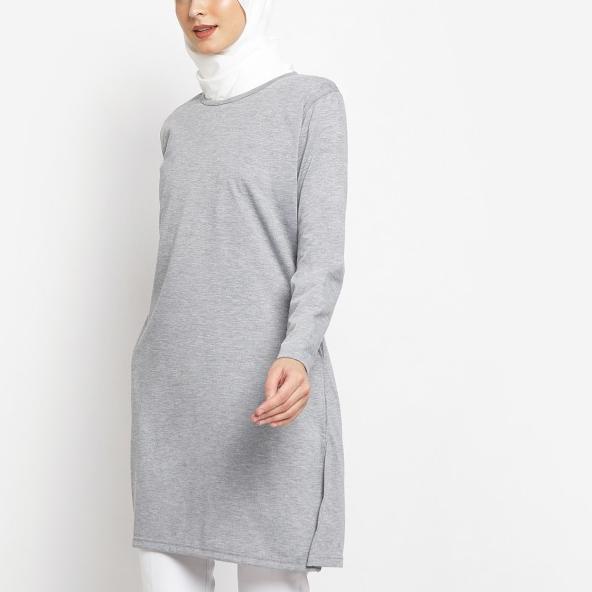 HAZIMAH tunik kaos muslimah polos murah katun - Hitam