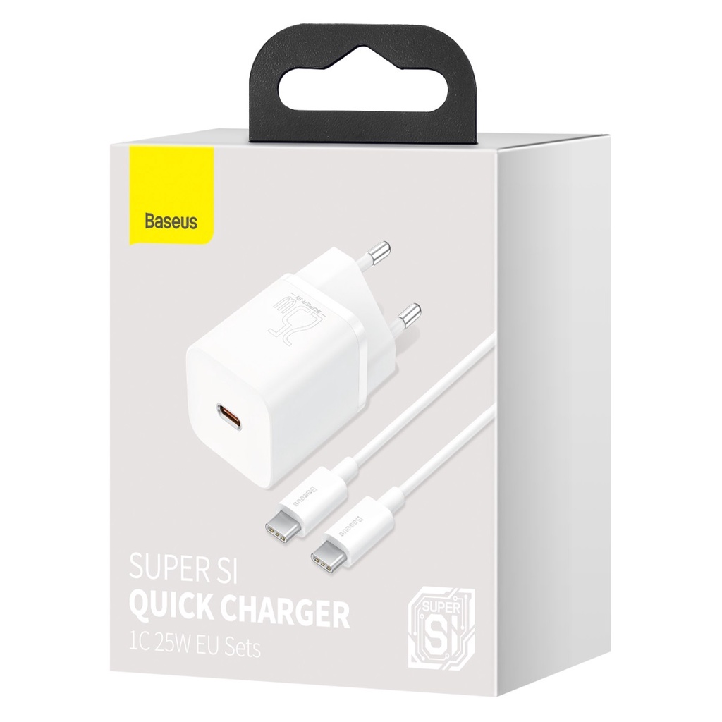 Baseus Super SI Quick Charger 1C White Bundling Data Cable USB-C to Lightning 1m 20W 25W Garansi Resmi