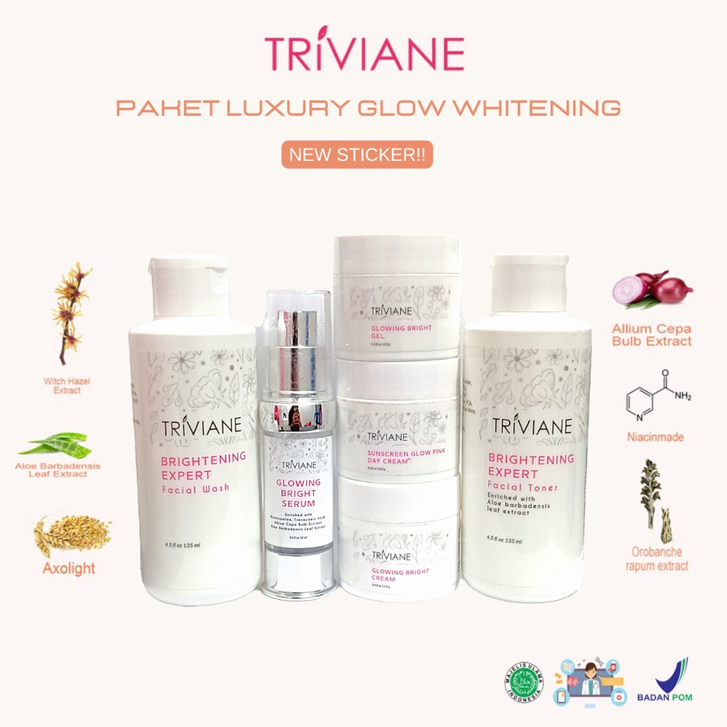 [BPOM] Paket Triviane LUXURY GLOW Whitening Expert / Paket Pencerah Super isi 6 - Triviane Natural