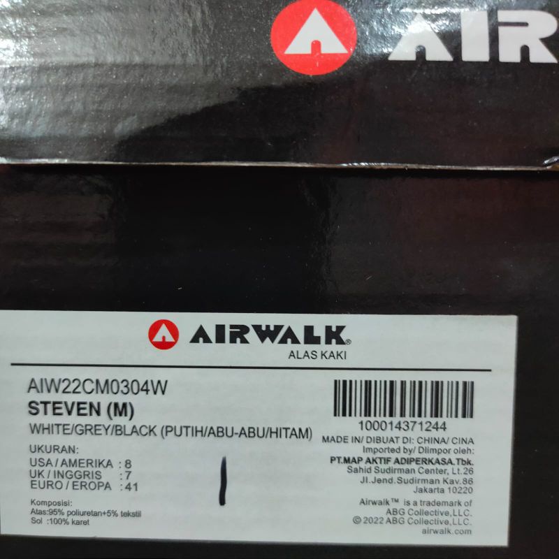 Sepatu Airwalk Steven White Grey Black Men's Shoes Original