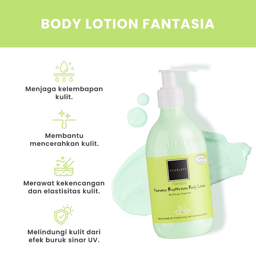 Scarlett Brightening Body Lotion Fantasia Size 300 ml  Losion Tubuh yang Mencerahkan