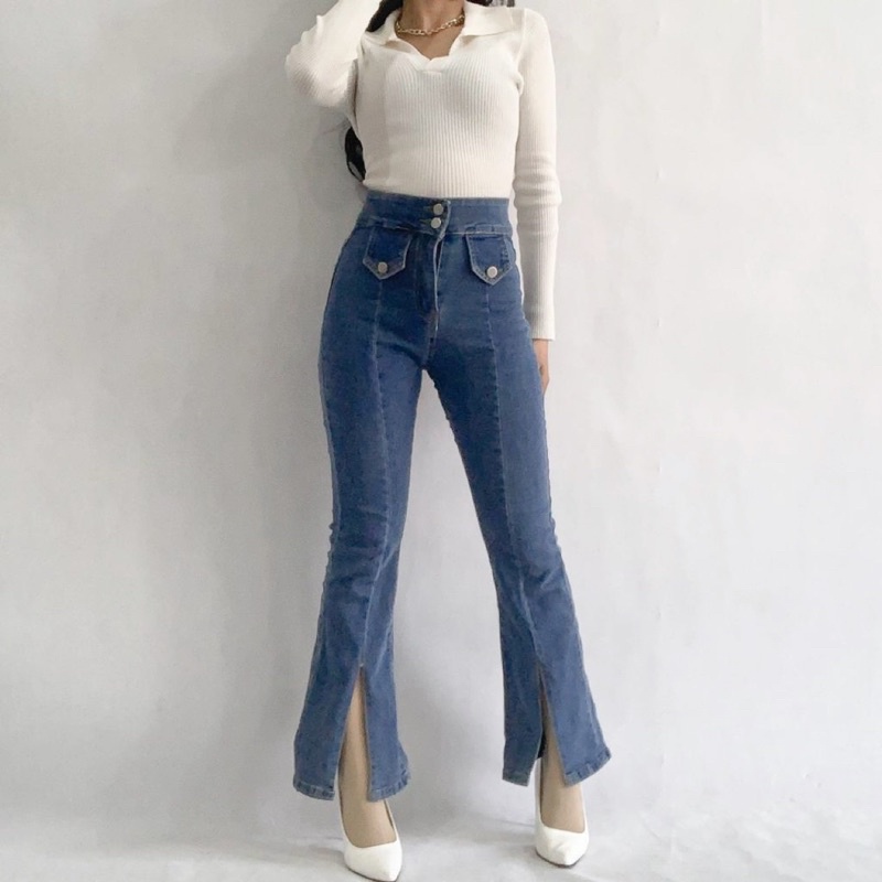 [LUXE.DLABEL]-E59 Jeans |Celana Jeans Highwaist Wanita Import Celana Panjang Jeans Highwaist Wanita Boyfriend Jeans Baggy Jeans Straight Jeans Wanita Murah Import Premium Korea