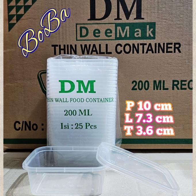 1 Dus Thinwall DM 200ML Container kotak Persegi