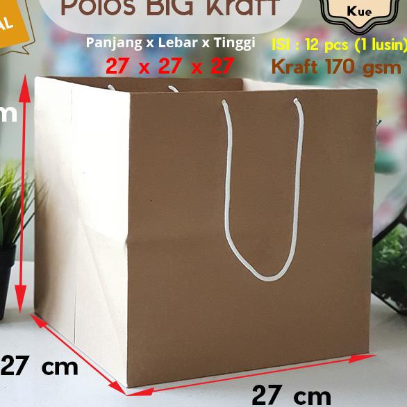 

Paper Bag Kue/Cake/Nasi/Bento Box Polos Kraft Coklat 27 x 27 x 27