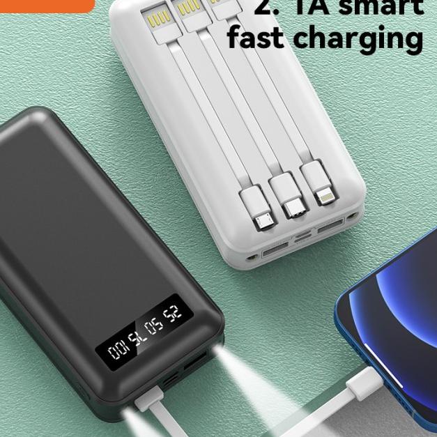 PowerBank 20000 mah Power Bank Murah Mini Dual USB LED BASIKE Fast - Putih 20000mah
