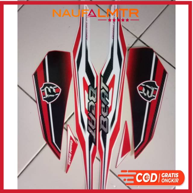 Stiker motor honda beat cbs-iss 2019 merah putih