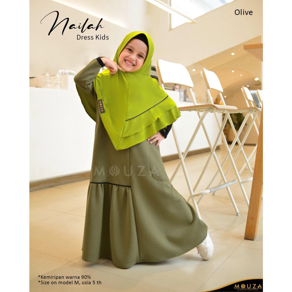 Mouza-Nailah Dress Kids Gamis Anak Bahan Corduroy Knit Warna Lilac-Mustard-Olive-Nude Brown Simpel N