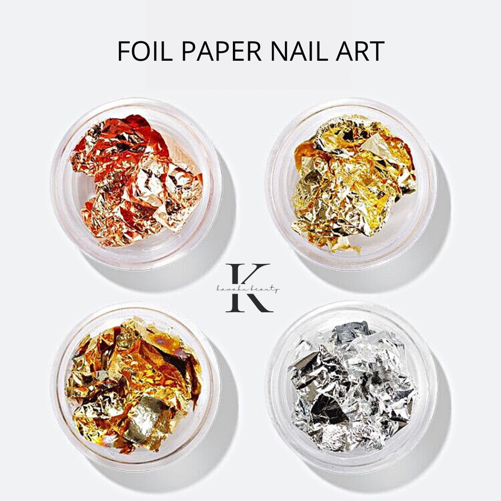 Nail Foil/ Alumunium Foil Nail art Silver dan Gold / Kertas Foil Hiasan Kutek Kuku