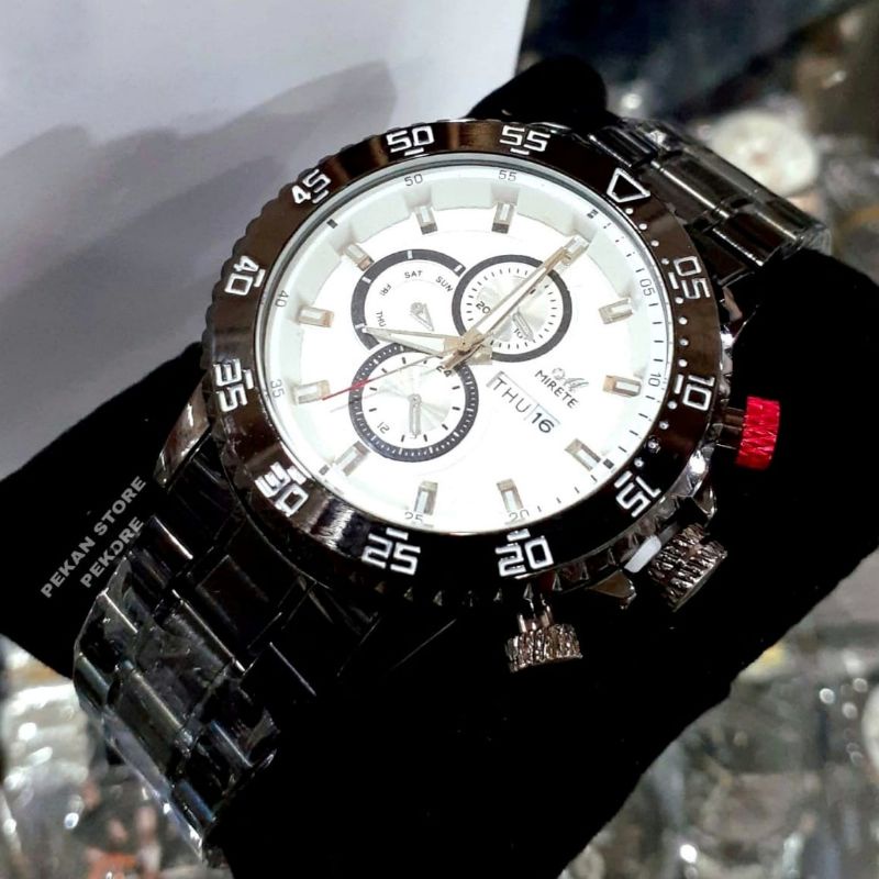 TERBARU !! Mirete Original Tanggal Dan Hari Aktif Strap Rantai Anti Karat | Jam TANGAN Pria Sporty Kasual Quart Analog | Ready Stok Free Batrai DAN box | Jam Tangan Cowok Anti Air Import | MIRETE ORIGINAL TANGG HARI TERBARU