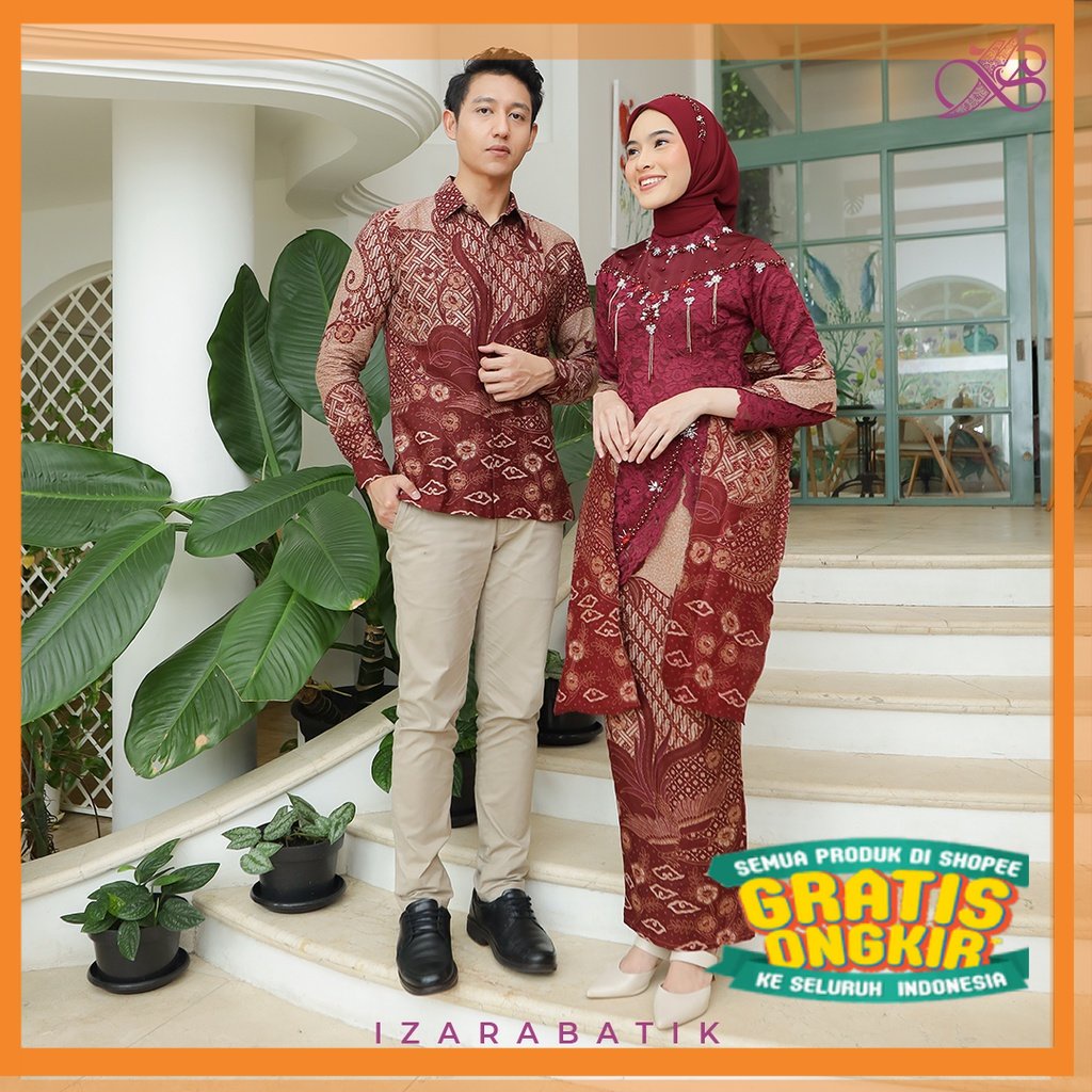 SPESIAL NATAL 2022 Zavia Maroon - Gaun Kebaya Batik Modern