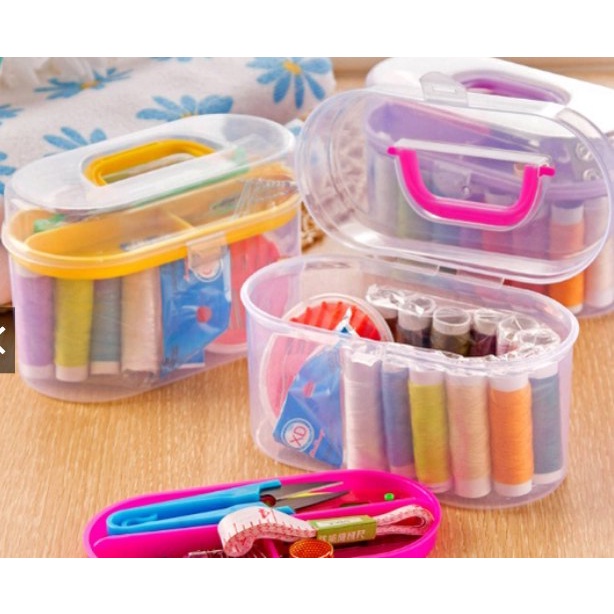 TGM - Sewing Set Kit Peralatan Jahit Kotak Box Alat Menjahit Benang Jarum Peniti Meteran Gunting Baju Kain