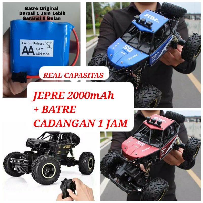 MOBIL REMOTE CONTROL RC BATERE DURASI LAMA 1 JAM OFFROAD METAL ALLOY 4WD ROCK CLIMBER  2.4Ghz MAINAN REMOTE KONTROL