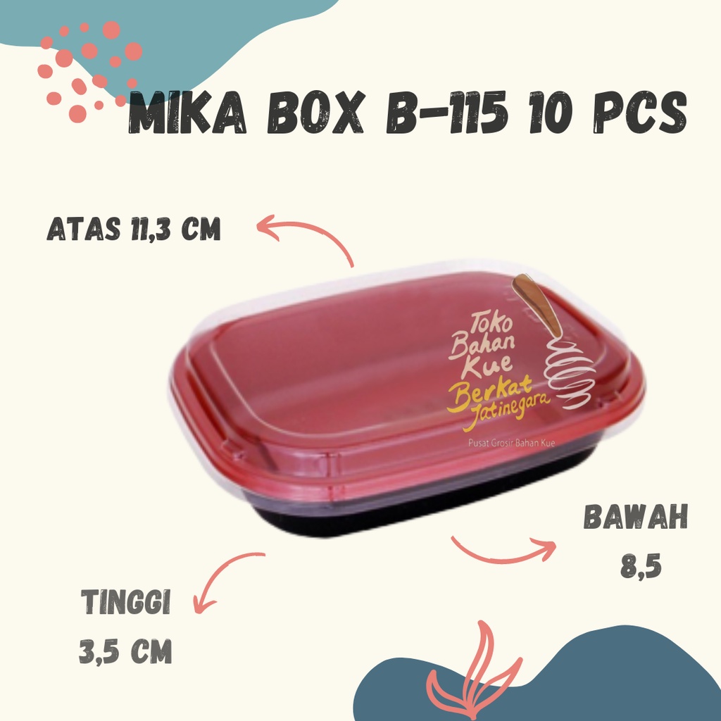 MIKA CAKE KOTAK / BOX MIKA B-115 R / MIKA BOX KUE ISI 10 PCS