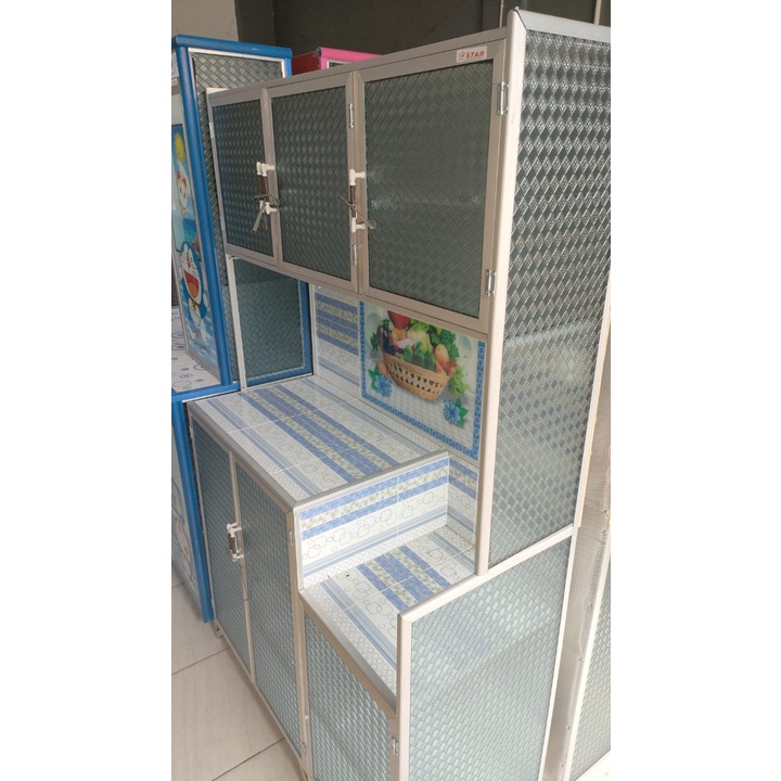 Rak piring Alumunium / Rak Dapur Alumunium Type STAR 3 Pintu Magic com