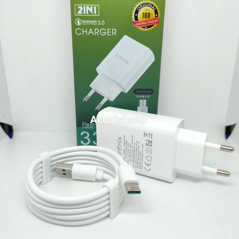 Charger Infinix 33W Fast Charging Type C Qualcomm Quick Changer 3.0