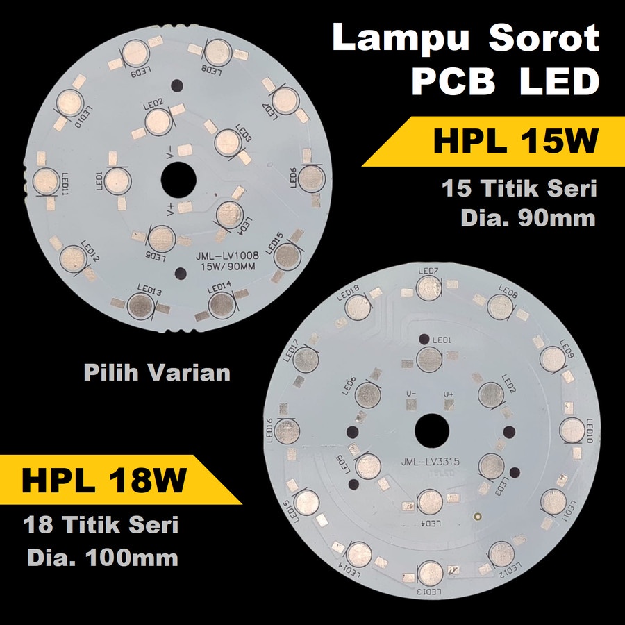 PCB Lampu Sorot LED Aluminium Heatsink HPL 15W/18W 15/18 Titik Seri