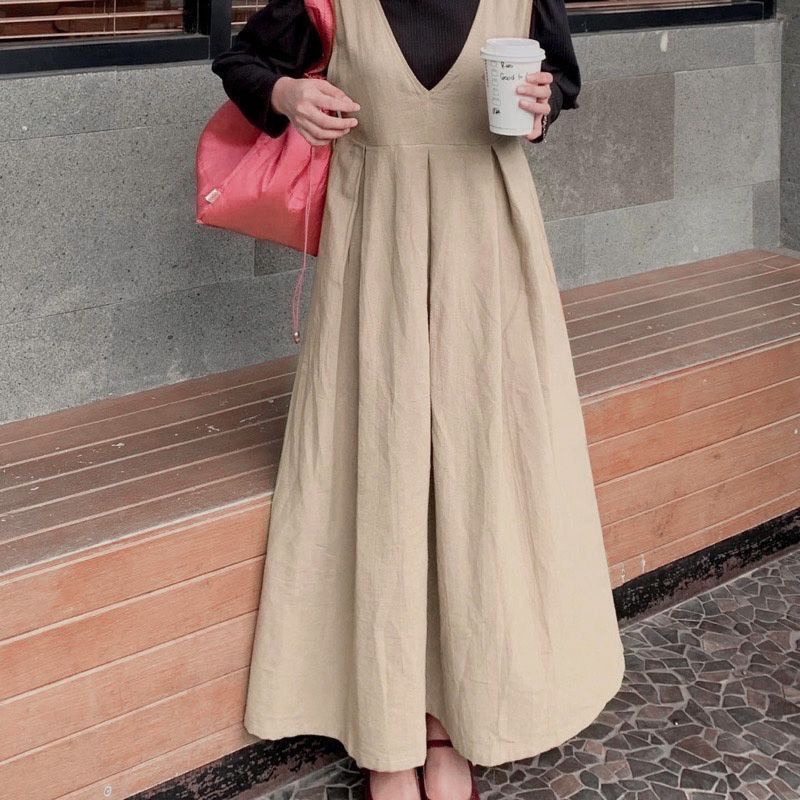 Yubin Overall Dress Polos Linen Korean Style