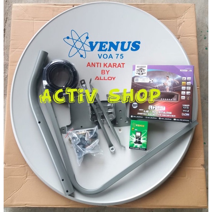 Paket Parabola Mini 75 Cm Venus + Lgsat Stars + Lnb + Kabel 15 Mtr