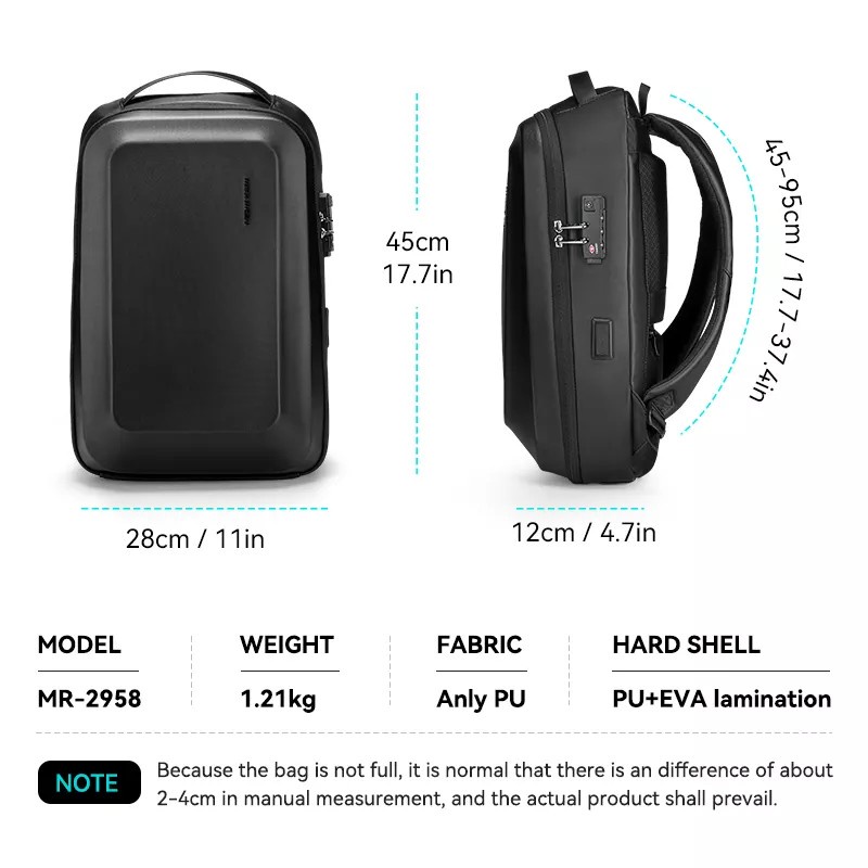 MR2958 Tas Mark Ryden Ransel Pria Cowok Laptop 15.6 USB TSA Hardcase