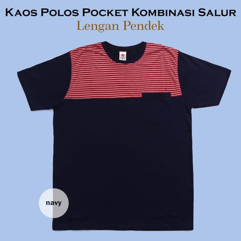 liso wear - T - Shirt Kaos pria polos stripe kombinasi pocket lengan pendek
