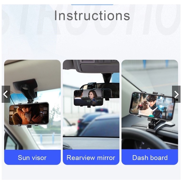 Phone Holder Mobil NB35 4 in 1 Dudukan hp universal Original untuk pemasangan di dashboard sunvisor rearview kaca belakang bisa potrait