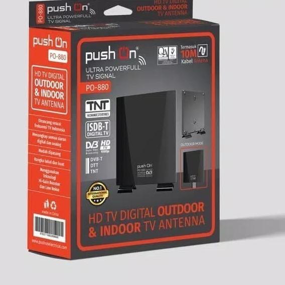 Antena Tv Push on Po-880 hd tv digital outdoor & indoor tv antena - Hitam