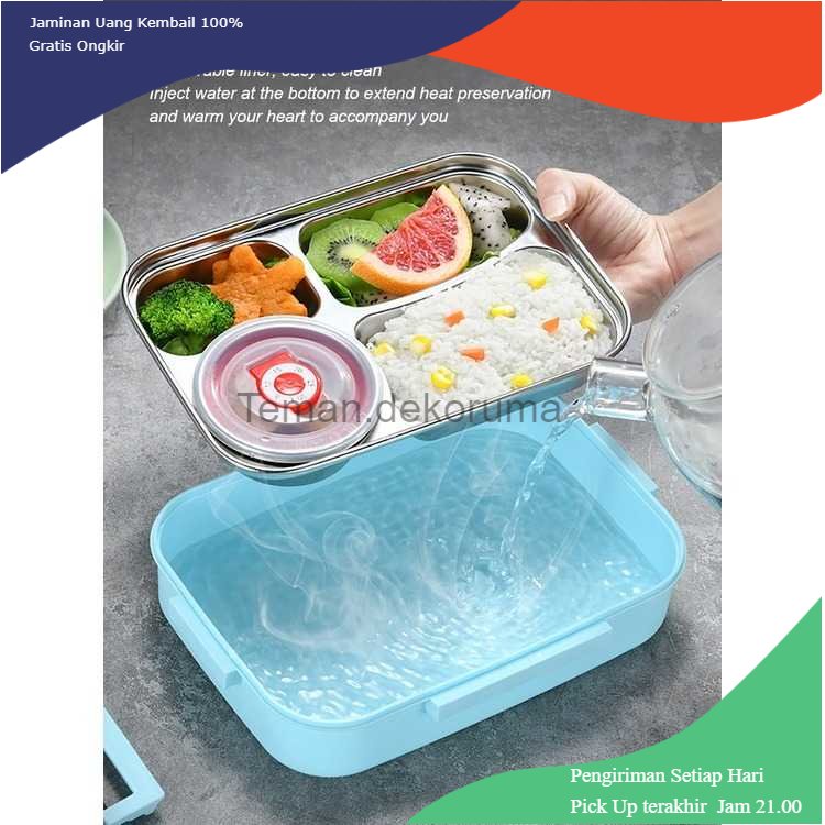 TD - PR UPORS Kotak Makan Anti Tumpah Stainless Steel Lunch Box 4 Grid - UP4