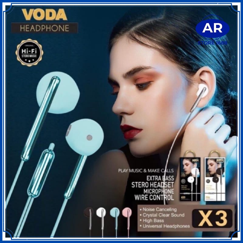 HANDSFREE/HEADSET/EARPHONE BUDS IN-HF EARPHONE VODA X3 BASS TERBAIK