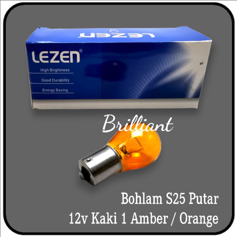 Bohlam Halogen S25 Putar - LEZEN Original - 12v / 24v - Single K1 / Dobel K2 - Bohlam Sein / Stop / Atret